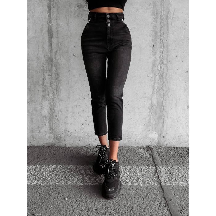 SPODNIE JEANSOWE NA GUZIKI GRAF BLACK