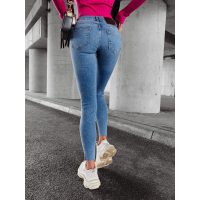SPODNIE JEANSOWE SLIM FIT Z DZIURAMI NA KOLANACH OLAVOGA ARIEL BLUE
