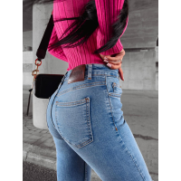 SPODNIE JEANSOWE SLIM FIT Z DZIURAMI NA KOLANACH OLAVOGA ARIEL BLUE