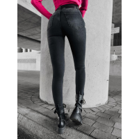 SPODNIE JEANSOWE SLIM FIT Z DZIURAMI NA KOLANACH OLAVOGA ARIEL BLACK