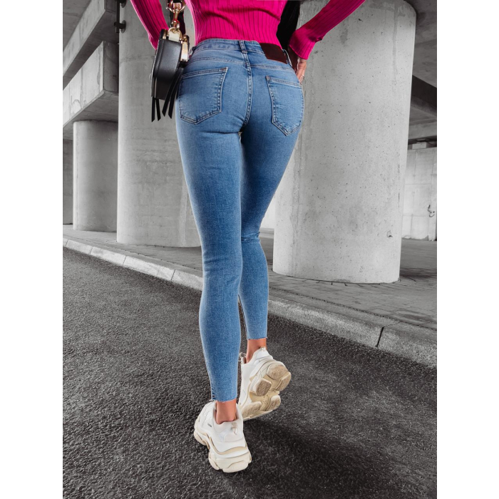 SPODNIE JEANSOWE SLIM FIT Z DZIURAMI NA KOLANACH OLAVOGA ARIEL BLUE