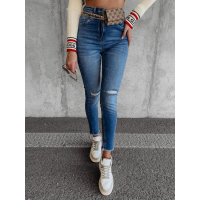 SPODNIE JEANSOWE SLIM FIT Z DZIURAMI NA KOLANACH OLAVOGA BUENA BLUE