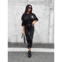 SPODNIE JEANSOWE Z DZIURAMI I PRZETARCIAMI VERTI BLACK