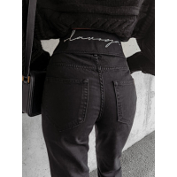 SPODNIE JEANSOWE Z WIĄZANIEM W PASIE GIOLA BLACK