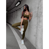 SPODNIE LEGGINSY PRĄŻKOWANE CLASIC KHAKI