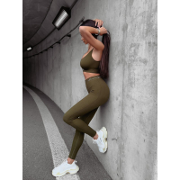 SPODNIE LEGGINSY PRĄŻKOWANE CLASIC KHAKI