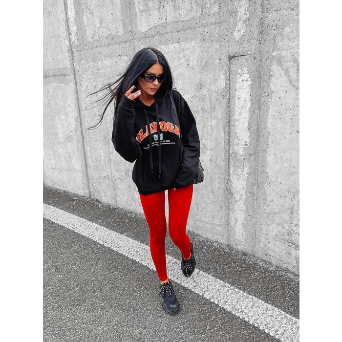 SPODNIE LEGGINSY PRĄŻKOWANE CLASIC RED