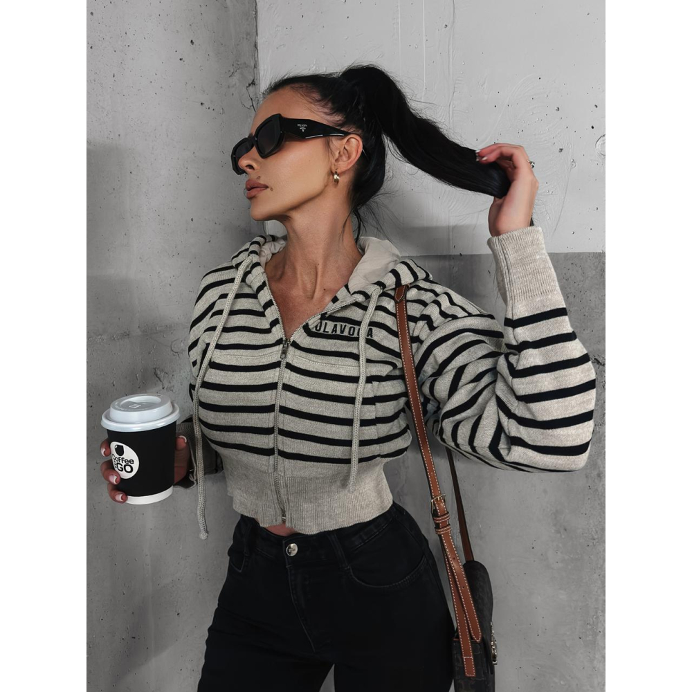SWETER W PASY ROZPINANY NA ZAMEK HAFT OLAVOGA ZOE