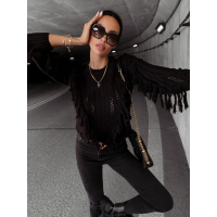 SWETER Z FRĘDZLAMI LAREN BLACK