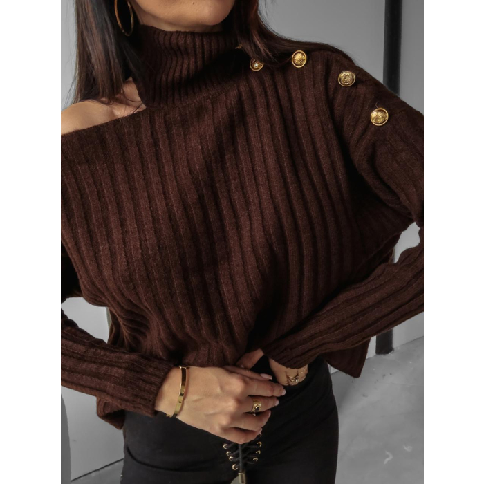 SWETER Z GOLFEM Z WYCIĘCIEM NA RAMIENIU GUZIKI OLAVOGA ASHLEY BROWN