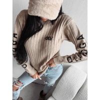 SWETER Z OLAVOGA NA RĘKAWIE MILLY BEIGE