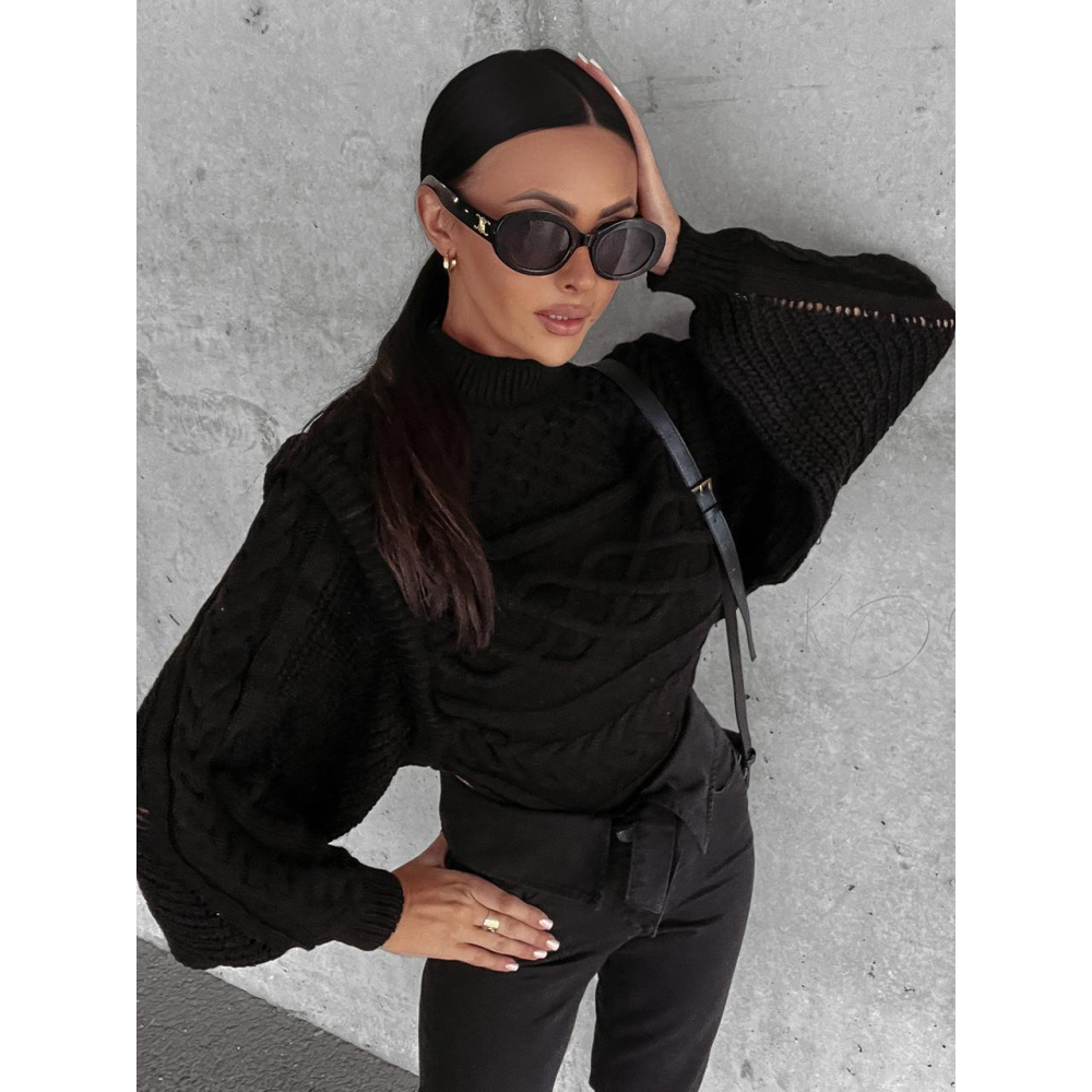 SWETER Z PÓŁGOLFEM WARKOCZ OSLO BLACK