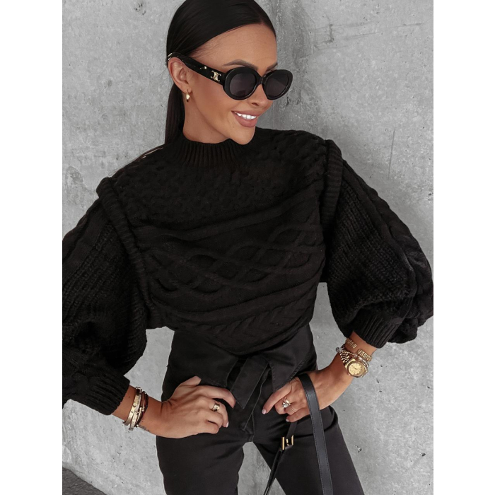 SWETER Z PÓŁGOLFEM WARKOCZ OSLO BLACK