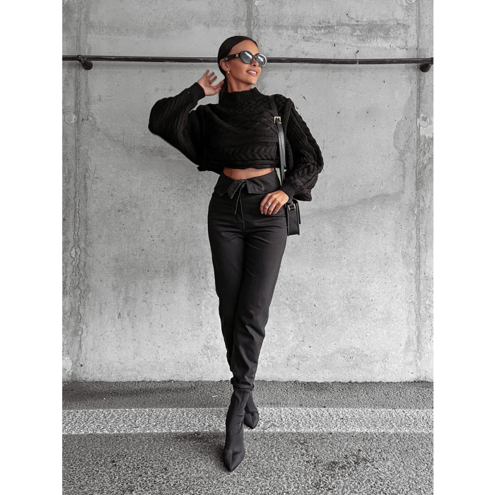 SWETER Z PÓŁGOLFEM WARKOCZ OSLO BLACK