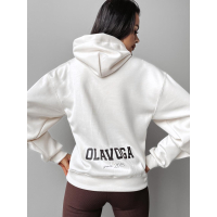 BLUZA DRESOWA BAWEŁNIANA DAMSKA OVERSIZE Z KAPTUREM OLAVOGA AROZI ECRU