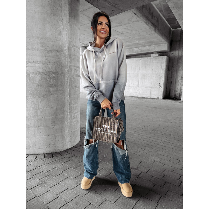 BLUZA DRESOWA DAMSKA BAWEŁNIANA HOODIE OMBRE OLAVOGA FADE GRAY