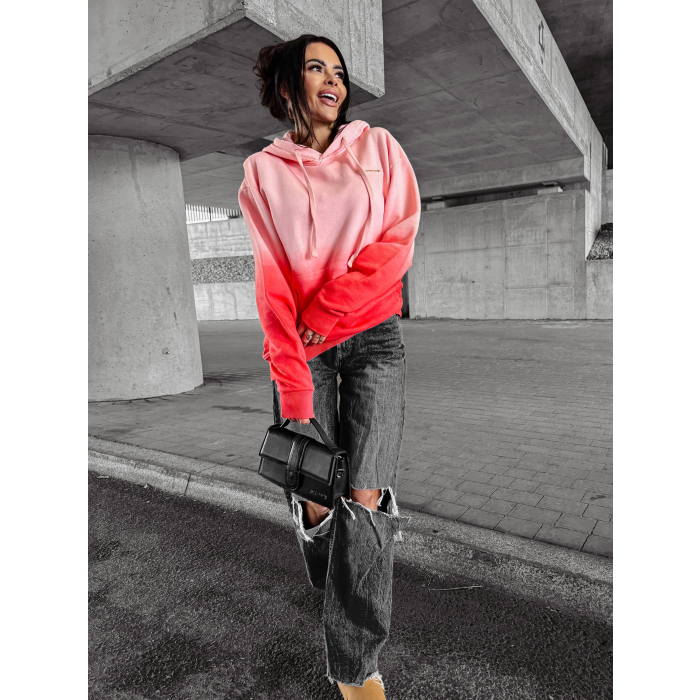 BLUZA DRESOWA DAMSKA BAWEŁNIANA HOODIE OMBRE OLAVOGA FADE PEACH