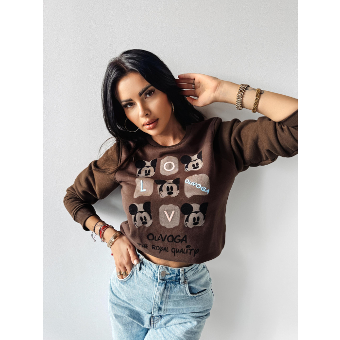 BLUZA DRESOWA DAMSKA MYSZKA MIKI OLAVOGA MONTANA BROWN