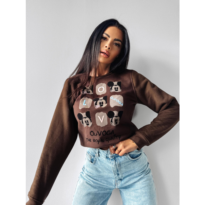 BLUZA DRESOWA DAMSKA MYSZKA MIKI OLAVOGA MONTANA BROWN