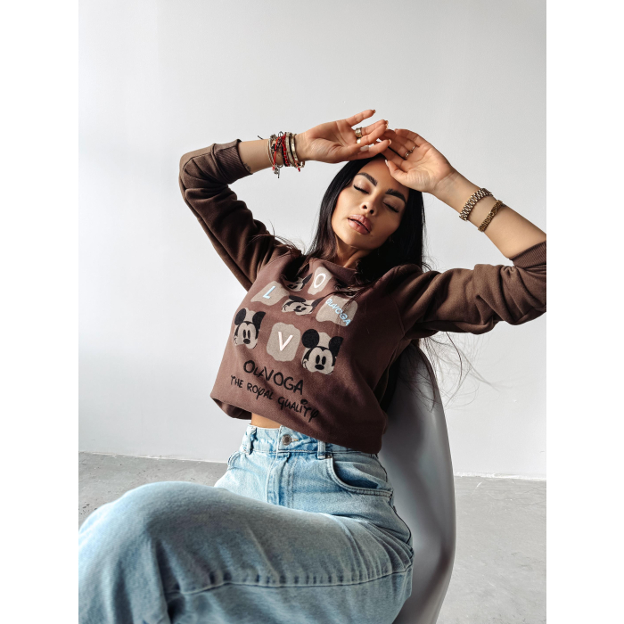 BLUZA DRESOWA DAMSKA MYSZKA MIKI OLAVOGA MONTANA BROWN