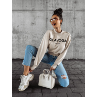 BLUZA DRESOWA DAMSKA HOODIE OLAVOGA POGALI BEIGIE