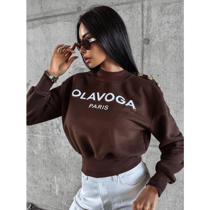 BLUZA DRESOWA DAMSKA HOODIE OLAVOGA POGALI BROWN