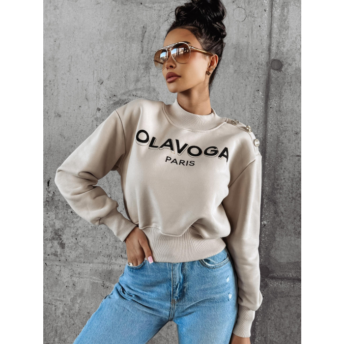 BLUZA DRESOWA DAMSKA HOODIE OLAVOGA POGALI BEIGIE