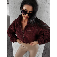 BLUZA DRESOWA DAMSKA NA ZAMEK BARANEK HAFT OLAVOGA PERCHA BROWN