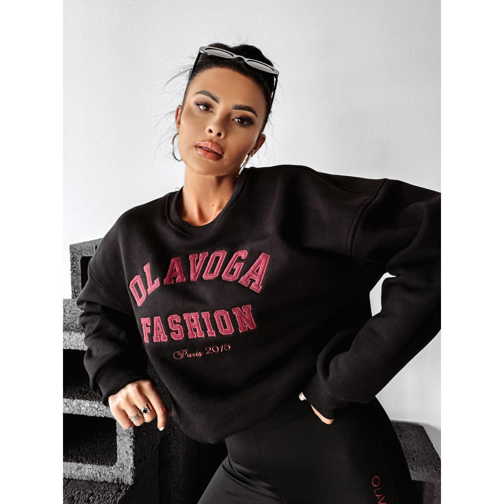 BLUZA DRESOWA DAMSKA OVERSIZE HAFT OLAVOGA MARIGOLD BLACK