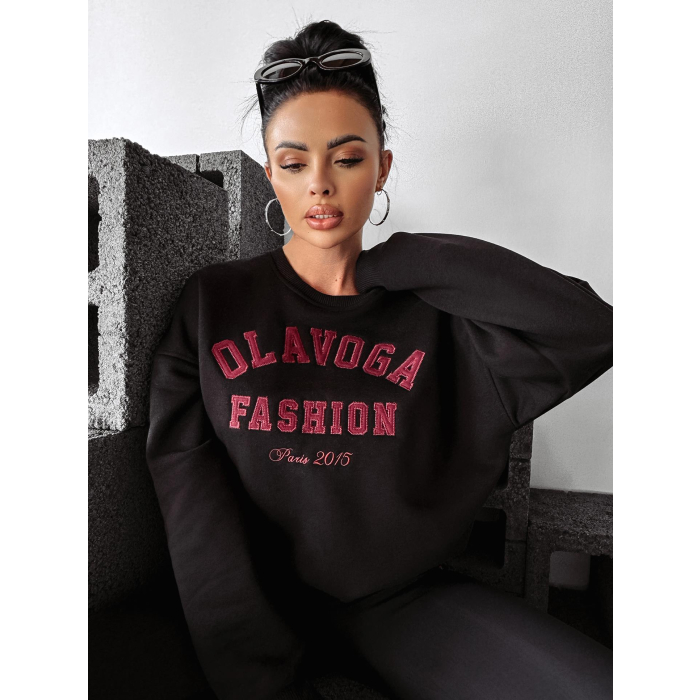 BLUZA DRESOWA DAMSKA OVERSIZE HAFT OLAVOGA MARIGOLD BLACK