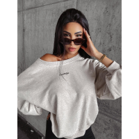 BLUZA DRESOWA Z WISKOZY Z WIAZANIEM Z TYŁU HAFT OLAVOGA DIORA LIGHT BEIGIE
