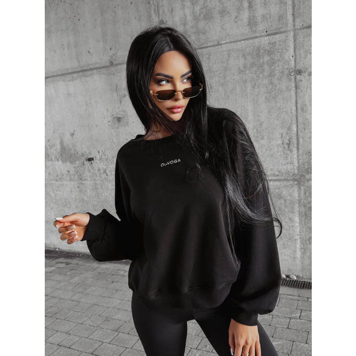 BLUZA DRESOWA Z WISKOZY Z WIAZANIEM Z TYŁU HAFT OLAVOGA DIORA BLACK