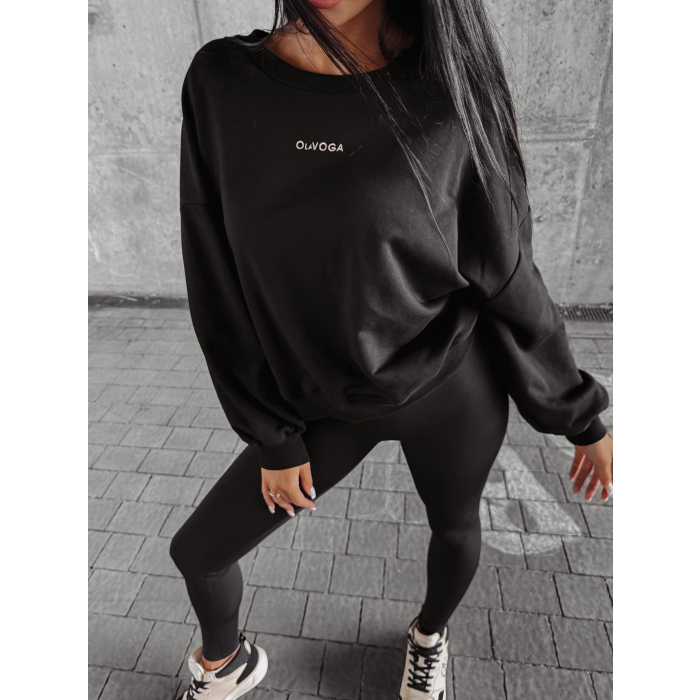 BLUZA DRESOWA Z WISKOZY Z WIAZANIEM Z TYŁU HAFT OLAVOGA DIORA BLACK