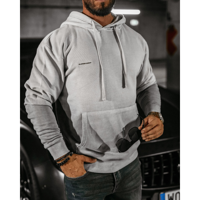 BLUZA MĘSKA BAWEŁNIANA HOODIE OMBRE OLAVOGA MEN FADE MEN GREY