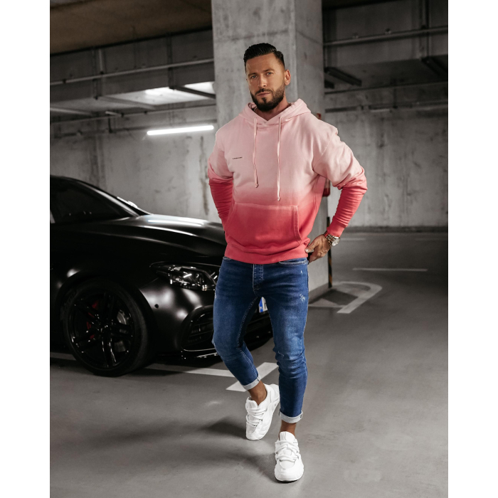 BLUZA MĘSKA BAWEŁNIANA HOODIE OMBRE OLAVOGA MEN FADE MEN PEACH
