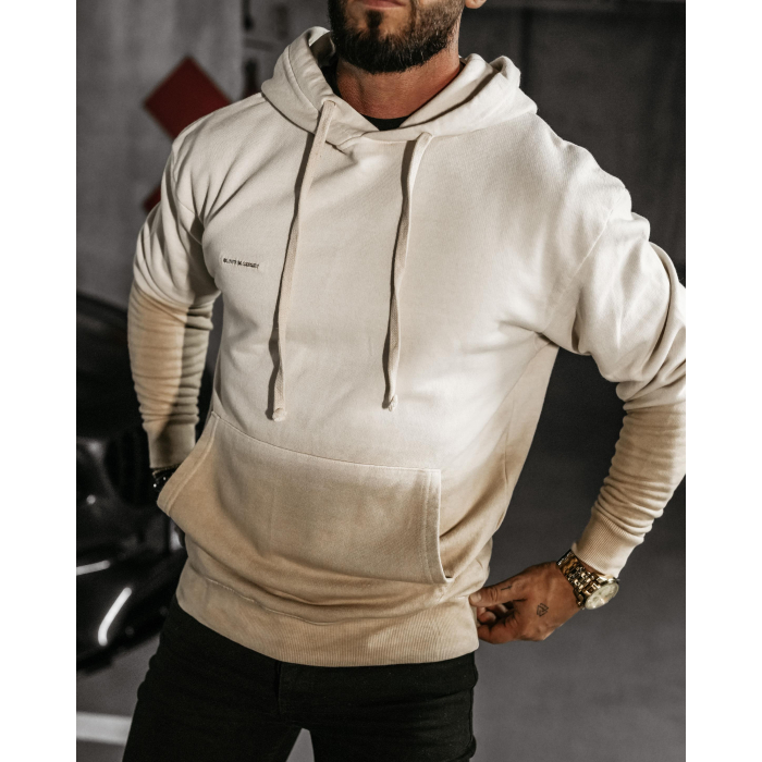 BLUZA MĘSKA BAWEŁNIANA HOODIE OMBRE OLAVOGA MEN FADE MEN BEIGIE