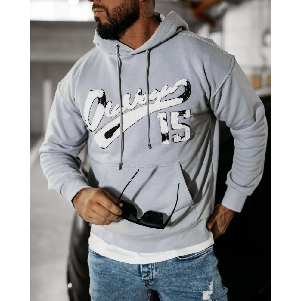 BLUZA MĘSKA BAWEŁNIANA Z KAPTUREM OLAVOGA MEN WILD GRAY