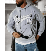 BLUZA MĘSKA BAWEŁNIANA Z KAPTUREM OLAVOGA MEN WILD GRAY