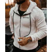 BLUZA MĘSKA Z KAPTUREM N ZAMEK BARANEK OLAVOGA MEN DEROS ECRU