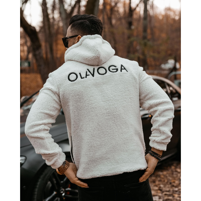 BLUZA MĘSKA Z KAPTUREM N ZAMEK BARANEK OLAVOGA MEN DEROS ECRU