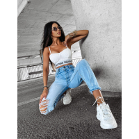 BLUZKA DAMSKA CROP TOP KORONKA OLAVOGA FLAY WHITE