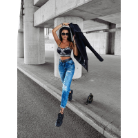 BLUZKA DAMSKA CROP TOP KORONKA OLAVOGA FLAY BLACK