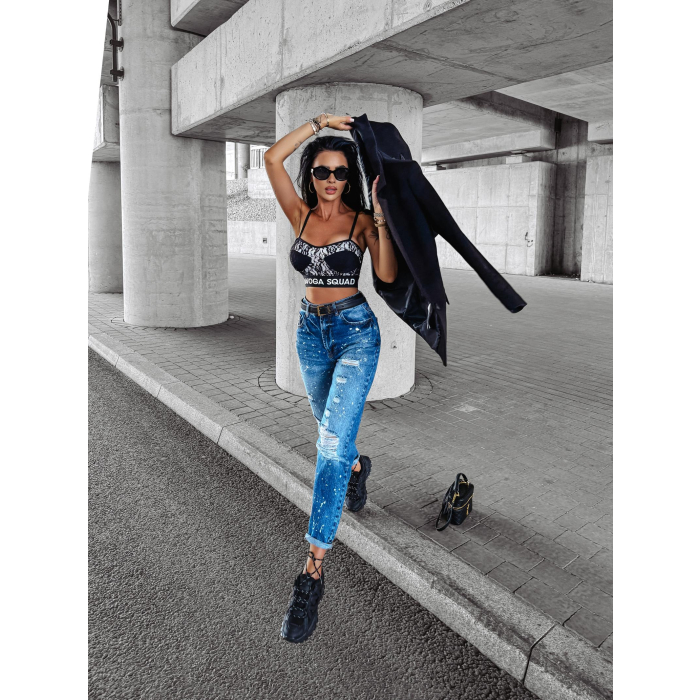 BLUZKA DAMSKA CROP TOP KORONKA OLAVOGA FLAY BLACK