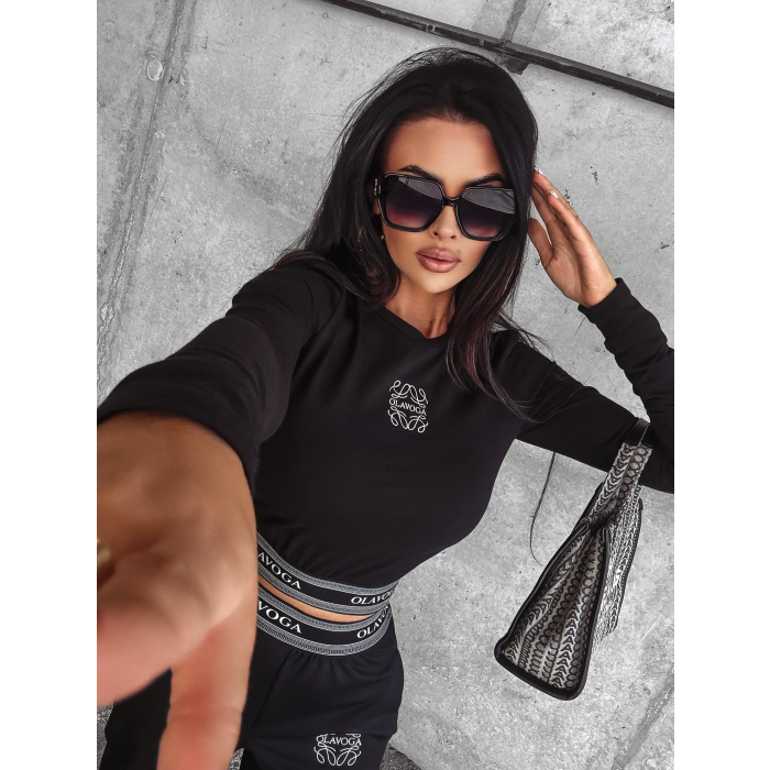 BLUZKA DAMSKA TOP GUMA HAFT OLAVOGA DOLLY BLACK