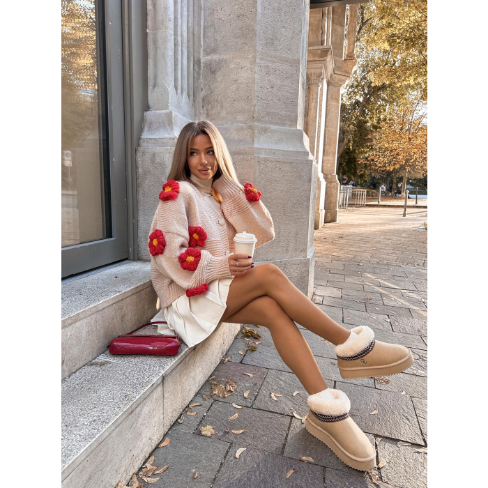 BUTY DAMSKIE ŚNIEGOWCE FUTERKO OLAVOGA SHOES BAILA BEIGIE