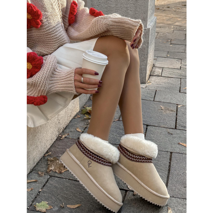 BUTY DAMSKIE ŚNIEGOWCE FUTERKO OLAVOGA SHOES BAILA BEIGIE