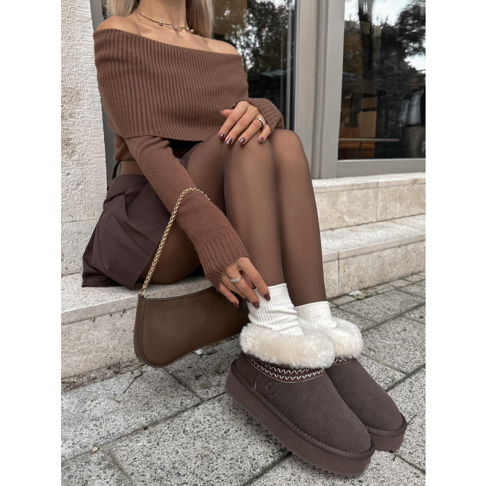 BUTY DAMSKIE ŚNIEGOWCE FUTERKO OLAVOGA SHOES BAILA BROWN