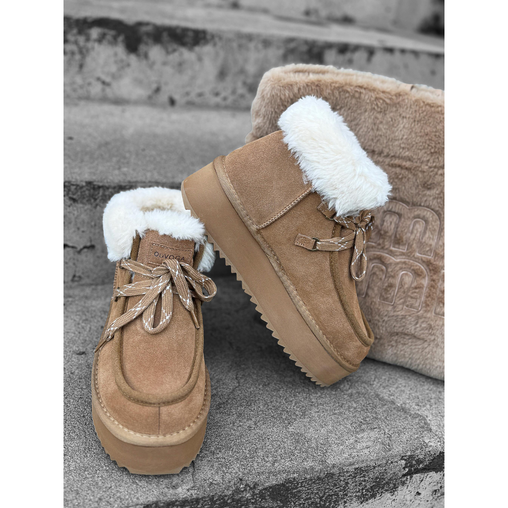 BUTY DAMSKIE ŚNIEGOWCE SKÓRA NATURALNA FUTERKO OLAVOGA SHOES VITTY CARMEL