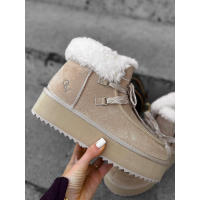 BUTY DAMSKIE ŚNIEGOWCE SKÓRA NATURALNA FUTERKO OLAVOGA SHOES VITTY BEIGIE