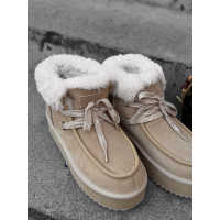 BUTY DAMSKIE ŚNIEGOWCE SKÓRA NATURALNA FUTERKO OLAVOGA SHOES VITTY BEIGIE